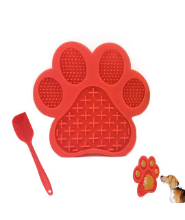 Dog Licking Mat for Anxiety Peanut Butter Slow Feeder Dog Bowls Dog Licking Pad with Strong Suction to Wall for Pet Bathing,Grooming,and Dog Training (Red)