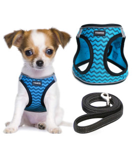 YIMEIS Dog Harness and Leash Set, No Pull Soft Mesh Pet Harness, Reflective Adjustable Puppy Vest for Small Dogs, Cats (S, Blue)