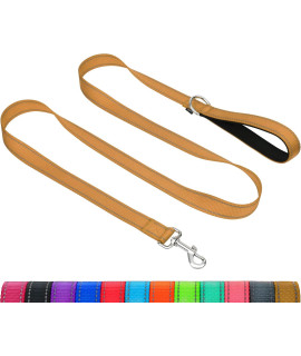Taglory Reflective Heavy Duty Dog Leash 3/4 in x 4 ft, Neoprene Padded Handle and Metal Hook Pet Training Leashes for Small Medium Large Dogs, Tan