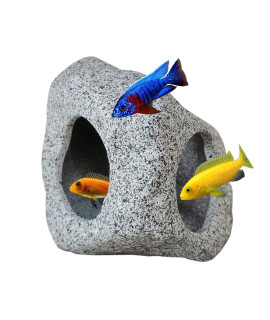 SpringSmart Aquarium Hideaway Rock Cave for Aquatic Pets to Breed, Play and Rest, Safe and Non-Toxic Ceramic Fish Tank Ornaments, Decor Stone for Betta
