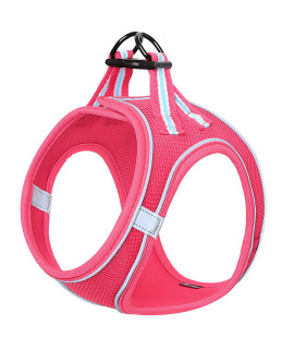 HEELE Dog Harness for Small Dogs, Adjustable Harness Vest Reflective Soft Breathable comfortable, Pink-Red, L