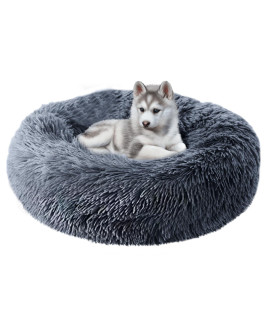 Awolf Faux Fur Dog Bed, Calming Donut Dog Bed, Washable Pet Bed, 20 Inch Fluffy Calm Dog Bed, Soft Cushion Dog and Cat Bed for Small Medium Dog and Cat with Slip-Resistant Bottom
