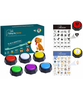 RIBOSY Set of 6 Colors, Recordable Button, Dog Training Buzzer with 50 Stickers - Record & Playback Your Own Message to Teach Your Dogs Voice What They Want