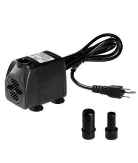 Simple Deluxe 160 GPH Submersible Water Pump for Aquaponics, Fountains, Fish Tank, Hydroponics, Ponds, Statuary, Aquariums & Inline, with 6' Cord, Black