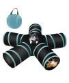 PetierWeit cat Tunnel Toy 5 Way, Premium 5 Way collapsible Pet Play Tunnel Tube with Bell for cats, Puppy, Rabbits, ect