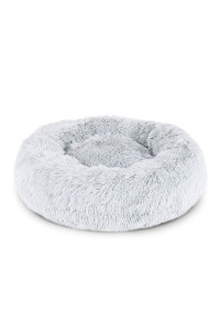 Round Dog Bed Dog Sofa Donut cat Bed pet cushion A 100 cm Outer Diameter Light grey
