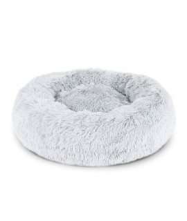 Round Dog Bed Dog Sofa Donut cat Bed pet cushion A 100 cm Outer Diameter Light grey