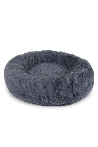 Round Dog Bed Dog Sofa Donut cat Bed pet Cushion 120 cm Outer Diameter Dark Grey