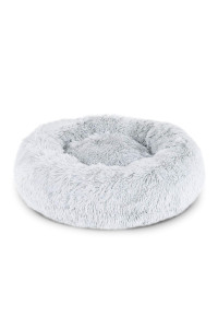 Round Dog Bed Dog Sofa Donut cat Bed pet Cushion 80 cm Outer Diameter Light Grey