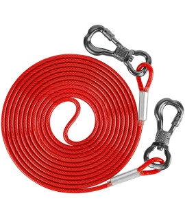 XiaZ Dog Tie Out Cable 15 Feet, Dog Lead for Yard Camping Outdoor Training Tie-Out Cable for Small Medium Dogs Up to 120 Pounds Red