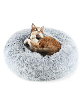 EMUST Pet Cat Bed Dog Bed, 5 Sizes for Small Medium Large Pet Cats Dogs, Round Donut Cat Beds for Indoor Cats, Anti-Slip Marshmallow Dog Beds, Multiple Colors (40cm-15.7??, Gradient Grey)