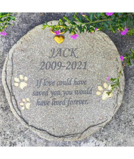 Personalized Pet Dog Memorial Stones Memorial Plaques, Round Pet Dog Grave Markers Headstones Garden Stones Engraved with Name Dates and Quote, Sympathy Pet Dog Memorial Gifts Loss Gifts Outdoors