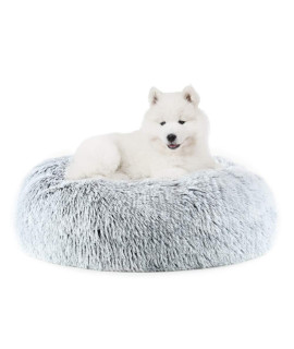 EMUST Pet Cat Bed Dog Bed, 5 Sizes for Small Medium Large Pet Cats Dogs, Round Donut Cat Beds for Indoor Cats, Anti-Slip Marshmallow Dog Beds, Multiple Colors (60cm-23.6??, Gradient Grey)
