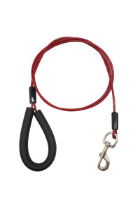 MayPaw 6Feet Chew Proof Dog Leash, Strong Cable Dog Lead Steel Cord Leash with Soft Padded Handle for Small Medium and Large Dogs Red