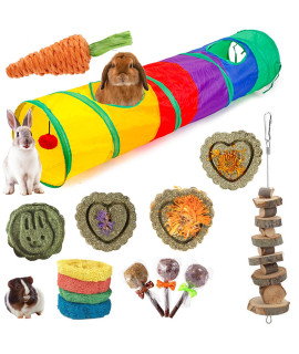 HERCOCCI Bunny Tunnels and Tubes, Collapsible Rabbit Hideout Tunnel Small Animal Activity Toy for Rabbits Bunnies Guinea Pigs Ferrets Kitty Puppy