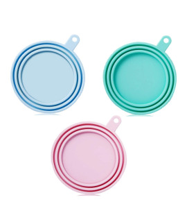 WAFJAMF Silicone Pet Can Covers,Dog Cat Food Can Lids,Universal BPA Free,Fit Multiple Sizes Dishwasher Safe-3 Pack