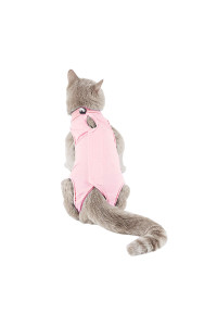 TORJOY Kitten Onesies,Cat Recovery Suit for Abdominal Wounds or Skin Diseases,After Surgery Wear Anti Licking Wounds,Breathable E-Collar Alternative for Cat Pink M