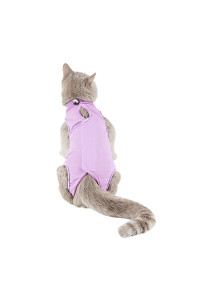 TORJOY Kitten Onesies,Cat Recovery Suit for Abdominal Wounds or Skin Diseases,After Surgery Wear Anti Licking Wounds,Breathable E-Collar Alternative for Cat Purple S