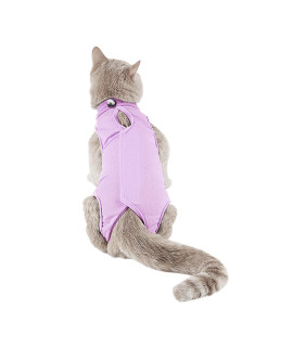 TORJOY Kitten Onesies,Cat Recovery Suit for Abdominal Wounds or Skin Diseases,After Surgery Wear Anti Licking Wounds,Breathable E-Collar Alternative for Cat Purple M