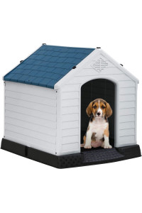 BestPet 39Inch Large Dog House Insulated Kennel Durable Plastic Dog House for Small Medium Large Dogs Indoor Outdoor Weather & Water Resistant Pet Crate with Air Vents and Elevated Floor,Blue