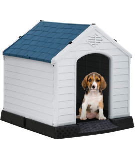 BestPet 39Inch Large Dog House Insulated Kennel Durable Plastic Dog House for Small Medium Large Dogs Indoor Outdoor Weather & Water Resistant Pet Crate with Air Vents and Elevated Floor,Blue