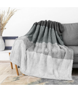 PAVILIA Sherpa Ombre Throw Blanket for couch Fuzzy Plush cozy Microfiber Fleece couch Blanket gradient Decorative Accent Throw 60x80 Inches charcoal grey