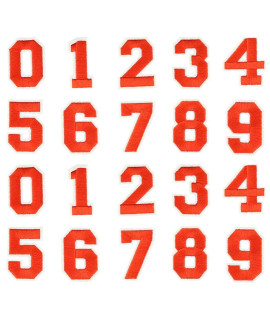 2 Sets Number Patches Set Number Appliques 0-9 Iron On Stickers Sew On Decals Iron On Numbers for Jerseys Varsity Jacket Fabric Embroidered DIY Decorations craft Project Accessories 20 Inch(Red)