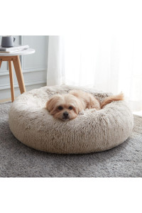 WESTERN HOME WH Calming Dog & Cat Bed, Anti-Anxiety Donut Cuddler Warming Cozy Soft Round Bed, Fluffy Faux Fur Plush Cushion Bed for Small Medium Dogs and Cats (20/24/27/30)