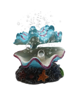 Abnaok Aquarium Shell Decoration, Tropical Clam Live-Action Ornament, for Fish Tank Aerating, Aquarium Oxygenated - Shell Pearl Air Stone Bubble Decoration