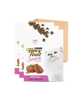 Purina Fancy Feast Limited Ingredient Cat Treats, Savory Cravings Beef Flavor - (10 Packs of 3) 3 oz. Boxes