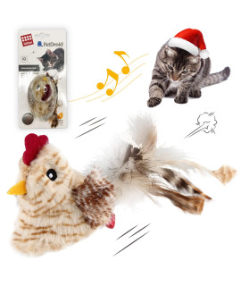 Gigwi Interactive Cat Toy Electronic, Moving Cat Toy Automatic Chicken Cute Design with Feather Tail, Animal Squeaking Cat Toy for Kitten Indoor/Outdoor Cats