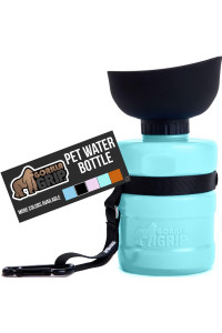 Gorilla Grip Leak Proof Portable Dog Water Bottle, 16oz, Multifunction Design with Bowl Cap, Food Grade Silicone, Dogs Drink Dispenser, For Puppy Walks, Traveling, Hiking, Keep Pets Hydrated,Turquoise