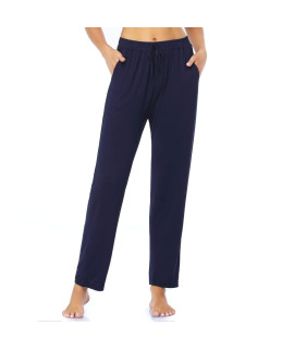 Envlon Womens Lounge Pants with Pockets Elastic Waist comfortable Pants Running Workout Joggers Sweatpants Navy-Blue