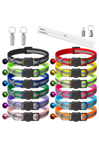 Extodry 14 Pack Reflective-Breakaway Cat Collars with Bells,Safety Buckle Kitten Collar,with Name Tag,Adjustable,Ideal for Girl Cats Male Cats,Pet Supplies,Stuff,Accessories(12 Colors & 2 ID Tags).