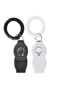 ZNOKA Dog Training Clickers and Whistle in One, Consistent Positive Reinforcement for Puppies, Fix Undesired Behaviors, Pet Training Clicker for Dog Cats Puppy Birds Horses, 2-Pack(White + Black)