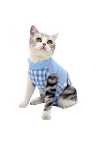 Coppthinktu Cat Recovery Suit for Abdominal Wounds or Skin Diseases, Breathable E-Collar Alternative for Cats and Dogs, After Surgery Wear Anti Licking Wounds (M, Z-Blue)