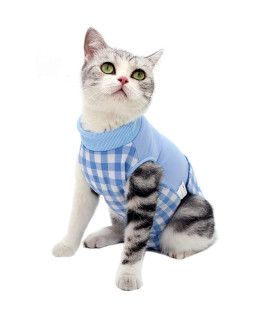 Coppthinktu Cat Recovery Suit for Abdominal Wounds or Skin Diseases, Breathable E-Collar Alternative for Cats and Dogs, After Surgery Wear Anti Licking Wounds (M, Z-Blue)