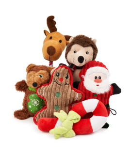 Twiddlers The 6 Pieces christmas Squeaky Washable Plush Toys for Pets in Assorted Xmas Designs and Sizes That Your Pets Will Love