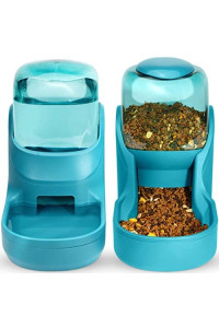 Pets Feeder Set Dog Feeder Cats Feeder with Water Dispenser Automatic Gravity Big Capacity Pets Feeder Auto for Small Medium Big Cats Dogs (Blue)