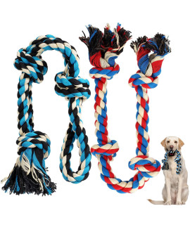 Zutesu Dog Chew Toy for Aggressive Chewer, 2 Pack Interactive Dog Toys Dog Rope Toys for Medium to Large Breed Dogs, Almost Indestructible Puppy Teething Toys Tug of War for Training