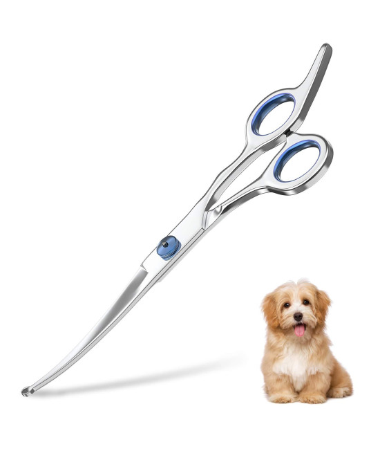 Petsvv 7.5 Curved Dog Grooming Scissors with Safety Round Tips, Light Weight Professional Pet Grooming Shears Stainless Steel for Dogs Cats Pets