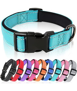HEELE Dog collar, Reflective Dog collar, Soft Neoprene Padded and Breathable Nylon collar, Adjustable for Small Medium and Large Dogs, Blue, S
