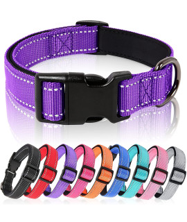 HEELE Dog collar, Reflective Dog collar, Soft, Padded and Breathable Neoprene collar, Adjustable for Small Medium and Large Puppies, Purple, M