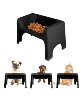 Fluff Trough Elevated Dog Bowl for Food 5inch Tall Cat & Dog Feeding Station Vet Approved Non-Toxic Silicone Feeder Bowl Insert Raised Bowl for Medium and Small Dog/Pet with Flat Face (Black)
