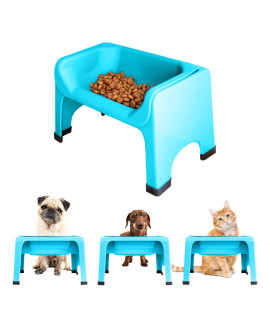 Fluff Trough Elevated Dog Bowl for Food 5inch Tall Cat & Dog Feeding Station Vet Approved Non-Toxic Silicone Feeder Bowl Insert Raised Bowl for Medium and Small Dog/Pet with Flat Face (Teal)