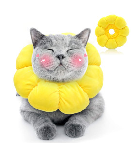 HYLYUN Cat Recovery Collar - Cute Sun Flower Neck Cat Cones After Surgery, Adjustable Cat E Collar, Surgery Recovery Elizabethan Collars for Kitten and Cats