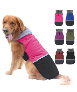 EMUST Reversible Winter Coat for Large Dogs, Waterproof Dog Fleece Jacket for Cold Weather, Dog Winter Clothes for Small Medium Large Dogs, 2XL