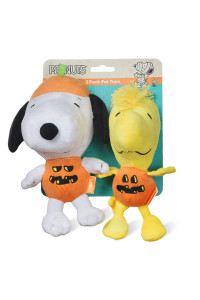Peanuts for Pets 9 Inch Halloween Snoopy and Woodstock Pumpkin Big Head Plush Dog Toys 2 Piece Squeaky Dog Toy Set, Fabric Snoopy Plush Dog Toys for All Dogs Stuffed Dog Toys for All Dogs