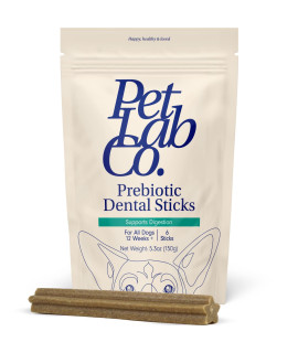 Petlab Co. Dental Sticks - Dog Dental Chews -Target Plaque & Tartar Build-Up at The Source - Designed to Maintain Your Dogs Oral Health, Keep Breath Fresh and Provide Digestive Help (6 Sticks)