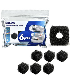 ORSDA Pet Water Fountain Replacement Pump F ilters - Compatible with All ORSDA/ZeePet Stainless Steel Dog and Cat Water Fountains (6Pcs Black Pump F ilters)
